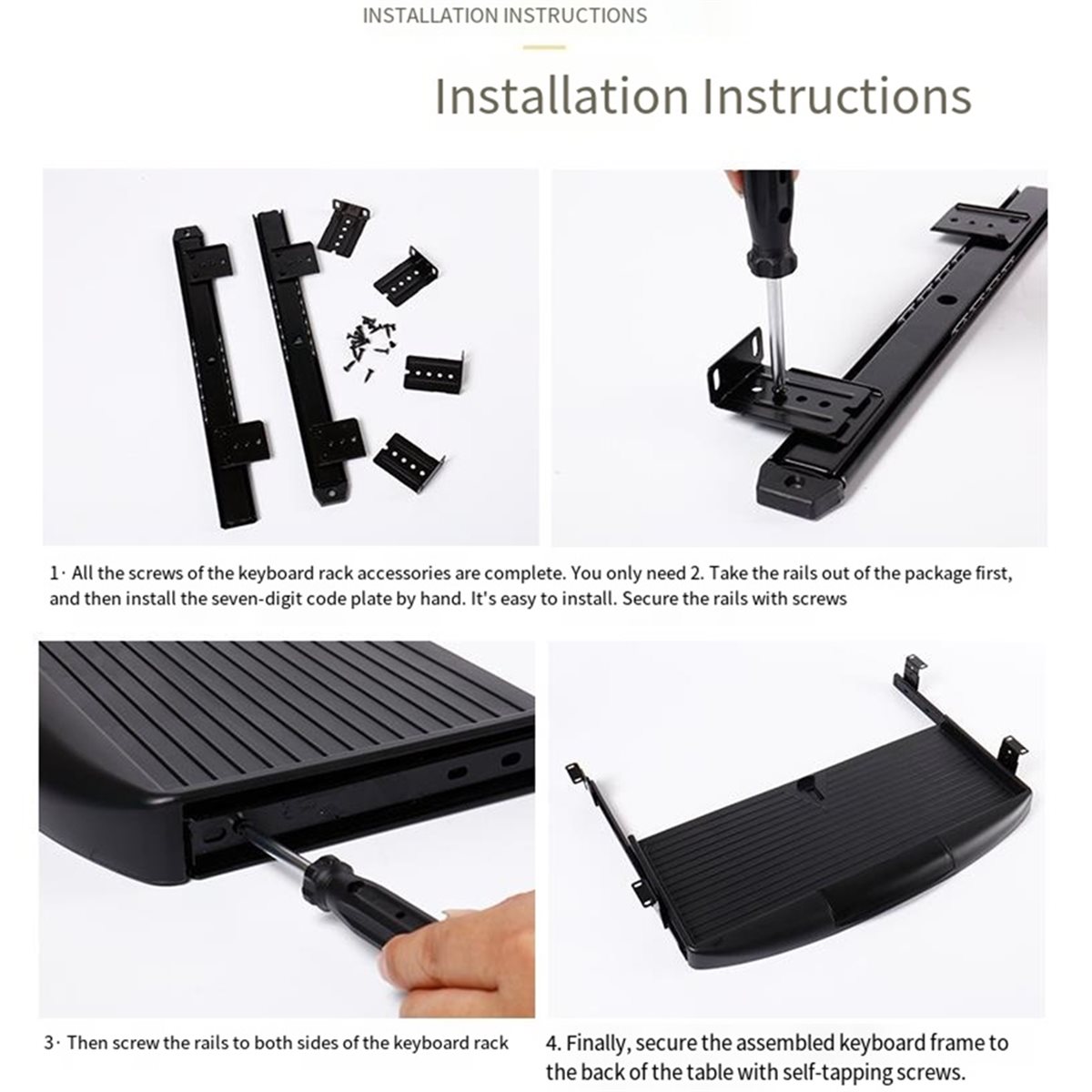 Keyboard Tray Under Desk - Tiroir de rangement pour clavier sous