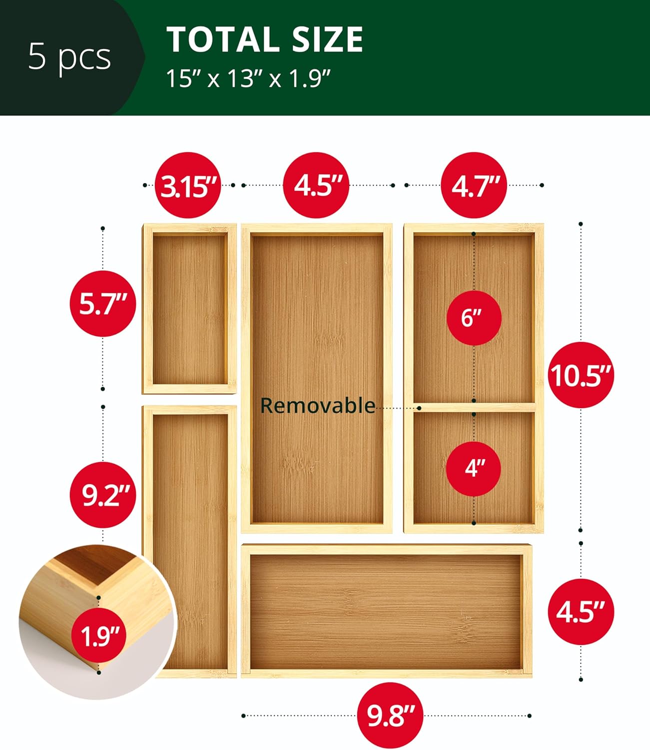 Ensemble de 5 organiseurs de t - Office Drawer Organizer avis et prix