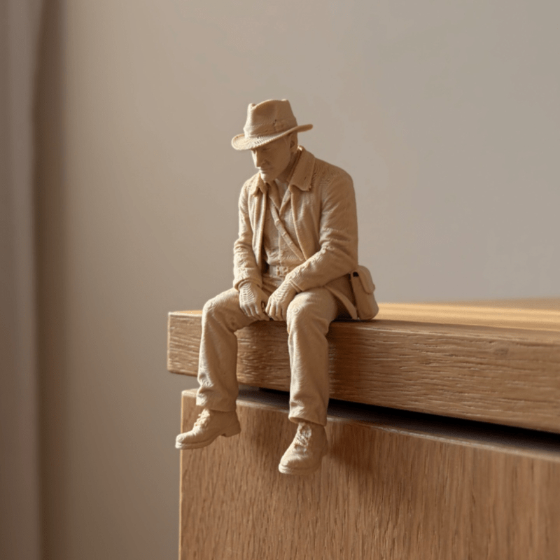 Statue d'explorateur beige mat - Home Office With Bookshelves avis et prix