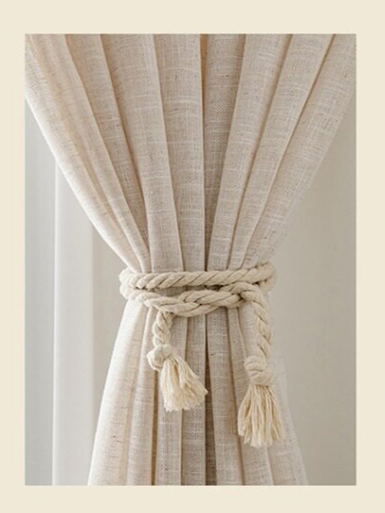 Rideaux en coton et lin beige  - Home Office Yoga Room avis et prix
