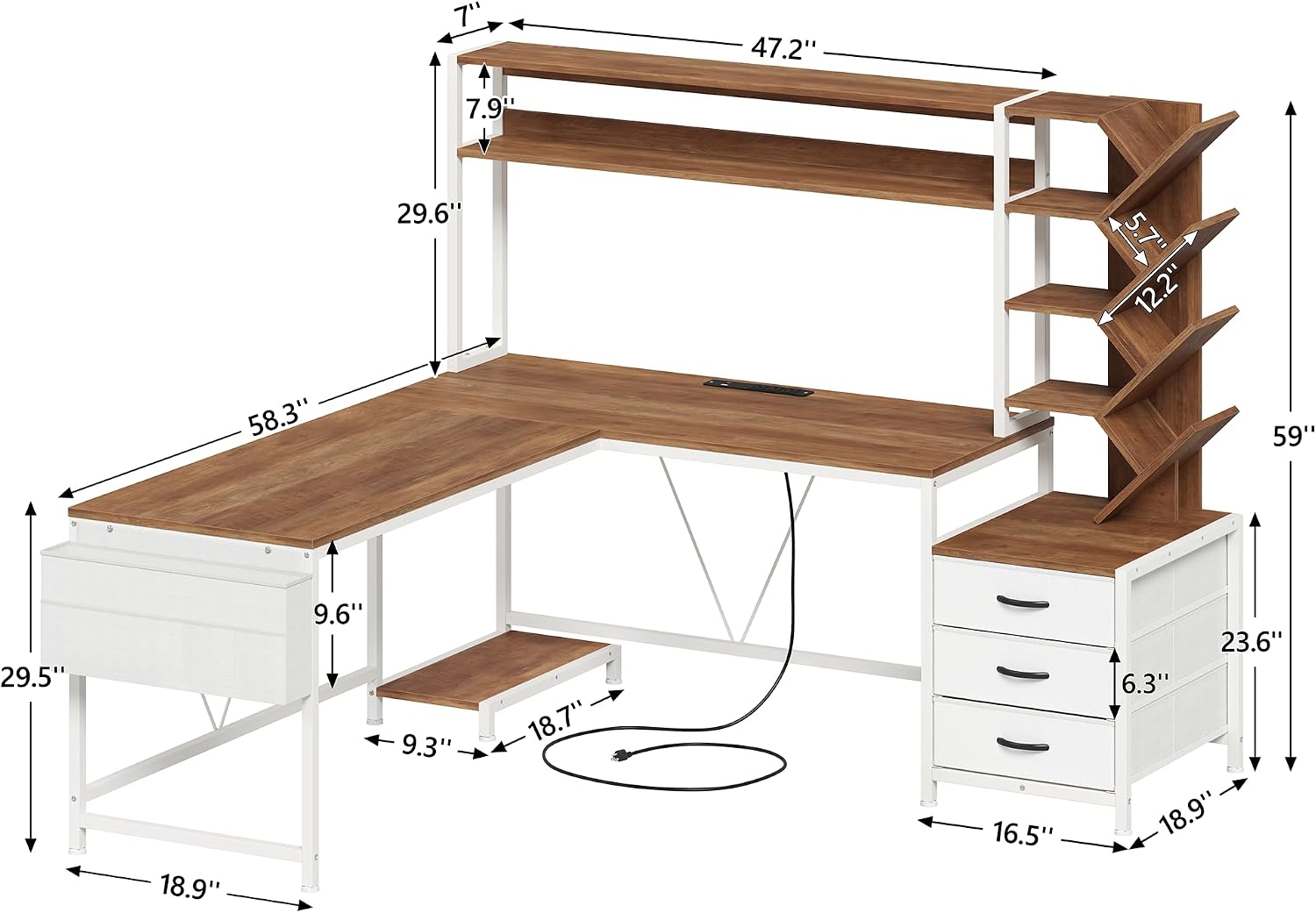 Bureau en L de 63 pouces avec  - Home Office With Bookshelves avis et prix