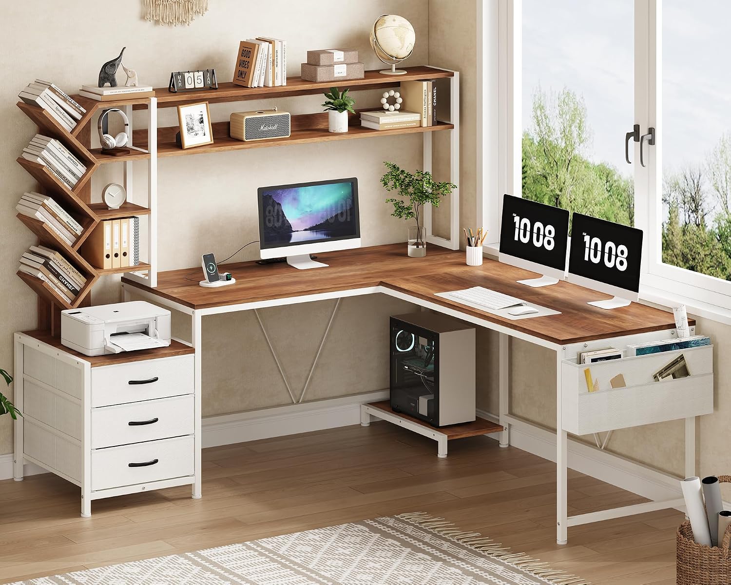 Bureau en L de 63 pouces avec  - Home Office With Bookshelves avis et prix
