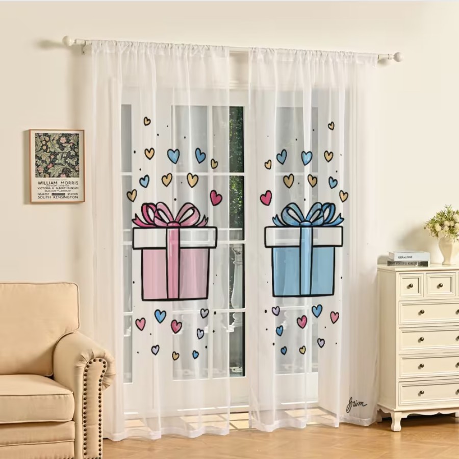 2 rideaux transparents à impre - Home Office Box avis et prix