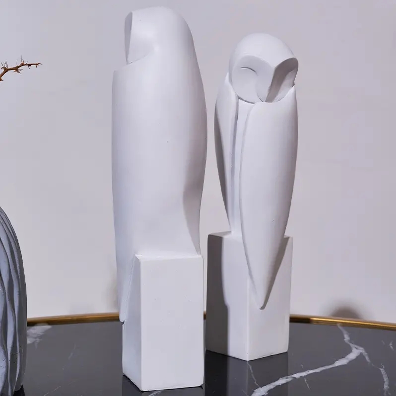 Statue de hibou minimaliste, S - Home Office With Bookshelves avis et prix